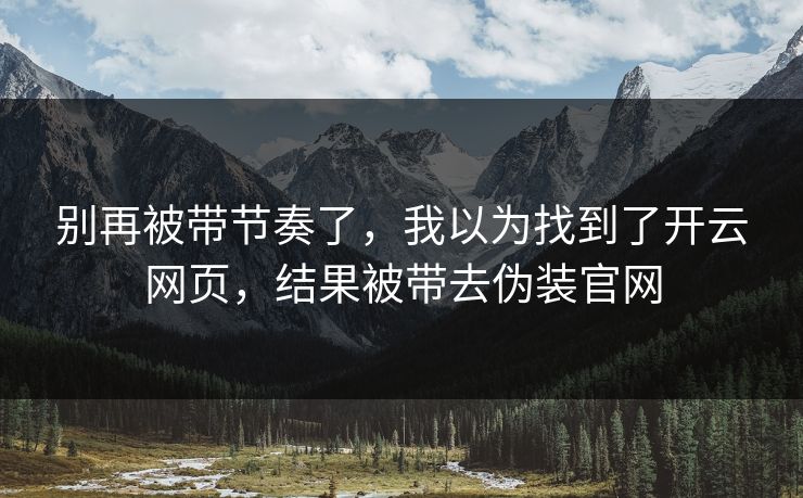别再被带节奏了，我以为找到了开云网页，结果被带去伪装官网